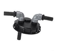 For IBC Tank Cap 163mm Pallet Tank Adapter with 2x 25mm Pipe Quick Joiner, Plastic Water Outlet Connector for Garden Irrigation, Rain Vent Lid and Aquarium