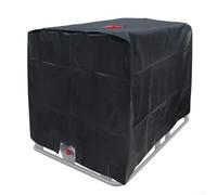 for IBC Tank Cover for 1000L Water Container - 210D Insulated Silver Foil Protection Cover with Functional Cutouts for Pallet Support Tap & Top Lid, Out(Black)