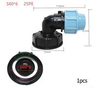 for IBC Tank Fitting Adapter S60X6 to 20mm/25mm/32mm Elbow or Tee Outlet, Plastic Threaded Hose Connector for MDPE for IBC Fuel Tanks, Rust-Proof Indust(ELBOW-25MM)