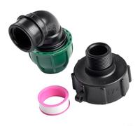 for IBC Tank Fitting Adapter, S60X6 to MDPE Elbow Valve Connector, 20mm 25mm 32mm Threaded Outlet for IBC Tanks and Bulk Barrels(32MM)