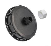 for IBC Vented Lid 163mm with 1in Male Thread, DN150 Plastic Tank Adapter Cap for Water Storage Rain Barrels, Leak-Proof Outlet Connector Black(1 Hole with Cover)