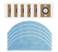 For ILIFE A12 Pro Robot Vacuum Accessories, 6 Dust Bags and 5 Mop Pads Kit, Clog-Free Self Emptying Station Refills, Microfiber Cleaning Cloths for
