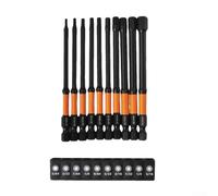 For Impact Hex Wrench Screwdriver Bit Set 10pcs SAE 1/4 Inch 100mm Long with Magnetic Holder for Drill Attachment (B)