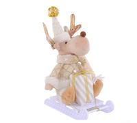 For indoor and window display Christmas sled doll decoration featuring Santa Claus and reindeer to bring cheerful holiday to various settings (deer style)