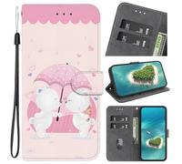 for Infinix HOT 40 Case Leather, Shockproof Wallet Book Flip Folio Stand View Cover Magnetic Closure with Card Slots and Kickstand for Infinix HOT 40 Phone Cover Cartoon bear