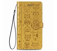 for infinix Note40 Pro Case, Premium Leather Folio Cover Lovely Cat Dog Magnetic Closure Full Protection Book Design Wallet Flip with Card Slots Kickstand for infinix Note40 Pro Phone Case yellow