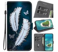 for Infinix Zero 30 5G Case Leather, Shockproof Wallet Book Flip Folio Stand View Cover Magnetic Closure with Card Slots and Kickstand for Infinix Zero 30 5G Phone Cover Feathers