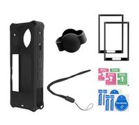 for Insta 360 X5 Silicone Protective Case with Lens Cap, Screen Protector for Insta 360 X5 Accessories, 360 X5 Protective Accessories Kit（Black）