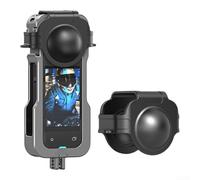 for insta360 X5 Metal Cage Protective Case - Aluminum Alloy Action Camera Frame with Lens Guard Cap Quick Release Base Plate Grey