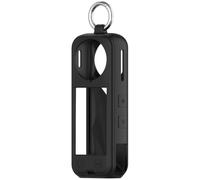 For Insta360 X5, Slim Silicone Pouch with D-Ring - Ultra-Portable Protector for Urban Commuting & Gym Vlogging (Black)