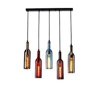 for Interior Vintage Industrial Stained Glass Light Wine Bottle Chandelier Retro Creative for Cloft Restaurant Kitchen Island/Color/5-Light