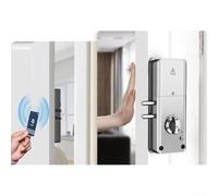 for Invisible Door Lock Compatible with for TTlock App, Keyless Entry for Wood Doors, Multiple for Methods Including and IC Card, Anti-T(Silver)