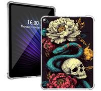 for iPad 10.2" 2021/2020/2019 Clear Protective Case, Ultra-Thin Lightweight Cover with Soft Transparent TPU Bumpers and Precise Cutouts for 10.2-inch iPad 9th/8th/7th Generation, Rose Snake Skull