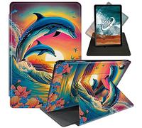 for ipad 10.2 Case 2021 ipad 9th Generation/2020 ipad 8th Generation /2019 ipad 7th Gen Case,360 Degree Rotating Swivel Stand Flip Smart Cover for ipad 10.2 inch-Dolphins Jump in The Sunset