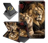 for iPad 10.2 Case (9th/8th/7th Gen, 2021/2020/2019), 360° Rotating Stand Folio Cover with Auto Wake/Sleep, Durable PU Leather Shockproof Protective Case for Women, Boys, Lion Love