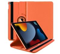 For iPad 10.2 Case 9th/8th/7th Generation (2021/2020/2019) 360 Leather Wallet Rotating Durable Protective Cover with Auto Wake/Sleep (Orange)