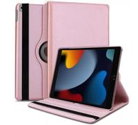 For iPad 10.2 Case 9th/8th/7th Generation (2021/2020/2019) 360 Leather Wallet Rotating Durable Protective Cover with Auto Wake/Sleep (Rose Gold)