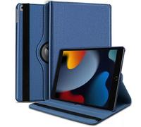 For iPad 10.2 Case 9th/8th/7th Generation (2021/2020/2019) 360 Leather Wallet Rotating Durable Protective Cover with Auto Wake/Sleep (Blue)