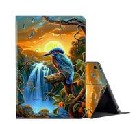 for iPad 10.2 case 9th/8th/7th Generation ipad Case (2021/2020/2019 Model),PU Leather Multi-Angle Fold Stand Flip Smart Cover for Apple iPad 10.2 inch 9/8/7 Gen-Blue Kingfisher Bird on The Tree