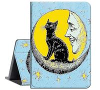 for iPad 10.2 Inch 2021/2020/2019, for iPad 9th/8th/7th Generation Case,Slim Soft Shockproof TPU Silicone Protective Back Shell Case,Black Cat and Moon