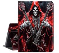 for iPad 10.2 Inch 2021/2020/2019, for iPad 9th/8th/7th Generation Case,Slim Soft Shockproof TPU Silicone Protective Back Shell Case,Skulls Playing Guitar