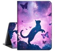 for iPad 10.2 Inch 2021/2020/2019, for iPad 9th/8th/7th Generation Case,Slim Soft Shockproof TPU Silicone Protective Back Shell Case,Black Cat and Butterfliy