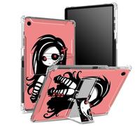 for iPad 10.2 inch (2021/2020/2019 Model, 9/8/7 Generation) Case with Pencil Holder, Transparent Back with Cute Zombie Girl, Corner Protection Shockproof Cover with Hard Kickstand