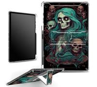 for iPad 10.2 inch 9th Gen 2021/ iPad 8th Gen 2020/ iPad 7th Gen 2019 Case with Pencil Holder, Clear Shockproof Corners Case with Built-in Kickstand Soft TPU Bumper, Sugar Skull Dead Girl