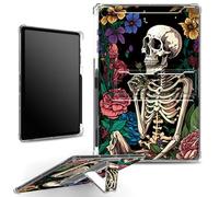 for iPad 10.2 inch 9th Gen 2021/ iPad 8th Gen 2020/ iPad 7th Gen 2019 Case with Pencil Holder, Clear Shockproof Corners Case with Built-in Kickstand Soft TPU Bumper, Sugar Skull Rose