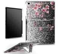 for iPad 10.2 inch 9th Gen 2021/ iPad 8th Gen 2020/ iPad 7th Gen 2019 Case with Pencil Holder, Clear Shockproof Corners Case with Built-in Kickstand Soft TPU Bumper, Glitter Sakura