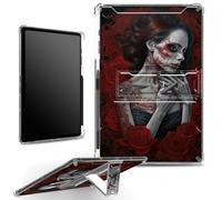 for iPad 10.2 inch 9th Gen 2021/ iPad 8th Gen 2020/ iPad 7th Gen 2019 Case with Pencil Holder, Clear Shockproof Corners Case with Built-in Kickstand Soft TPU Bumper, Sugar Skull Girl
