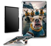 for iPad 10.2 inch 9th Gen 2021/ iPad 8th Gen 2020/ iPad 7th Gen 2019 Case with Pencil Holder, Clear Shockproof Corners Case with Built-in Kickstand Soft TPU Bumper, Funny Dogs