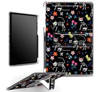 for iPad 10.2 inch 9th Gen 2021/ iPad 8th Gen 2020/ iPad 7th Gen 2019 Case with Pencil Holder, Clear Shockproof Corners Case with Built-in Kickstand Soft TPU Bumper, Cat Sugar Skull