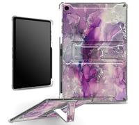 for iPad 10.2 inch 9th Gen 2021/ iPad 8th Gen 2020/ iPad 7th Gen 2019 Case with Pencil Holder, Clear Shockproof Corners Case with Built-in Kickstand Soft TPU Bumper, Purple Pink Marble