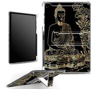 for iPad 10.2 inch 9th Gen 2021/ iPad 8th Gen 2020/ iPad 7th Gen 2019 Case with Pencil Holder, Clear Shockproof Corners Case with Built-in Kickstand Soft TPU Bumper, Buddha