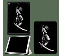 For iPad 10.9 Inch Case iPad 10th Generation Case (2022),Slim Lightweight Smart Shell Stand Cover with Auto Wake/Sleep Ancient Times Japan Samurai Figure Silhouette-Black