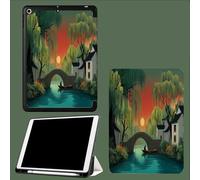 For iPad 10.9 Inch Case iPad 10th Generation Case (2022),Slim Lightweight Smart Shell Stand Cover with Auto Wake/Sleep Stone Bridge Town China Plants-Green