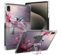 for iPad 10th Generation 2023 Clear Case for iPad 10.9 inch 2022 with Pencil Holder Kickstand Transparent Slim Soft TPU Shockproof Cover for iPad 10th Generation 10.9",Magpie Birds Plum Blossoms