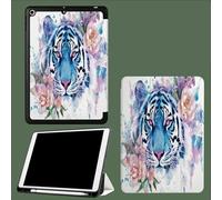for iPad 10th Generation Case 10.9 Inch, Blue Tiger Cartoon Animals Design With Pencil Holder Cover for Apple iPad 10th Gen Cases 2022 A2696 A2757 A2777-Pink