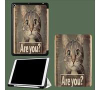 for iPad 10th Generation Case 10.9 Inch, Cute Animals Civet Cat Design With Pencil Holder Cover for Apple iPad 10th Gen Cases 2022 A2696 A2757 A2777-Grey