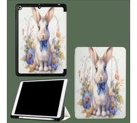 for iPad 10th Generation Case 10.9 Inch, Cute Rabbit Watercolor Animals Design With Pencil Holder Cover for Apple iPad 10th Gen Cases 2022 A2696 A2757 A2777-White