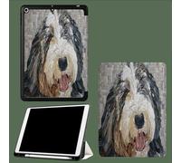 for iPad 10th Generation Case 10.9 Inch, Cute Shepherd Dog Mosaic Animals Design With Pencil Holder Cover for Apple iPad 10th Gen Cases 2022 A2696 A2757 A2777-Grey