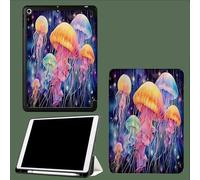 for iPad 10th Generation Case 10.9 Inch, Dreamy Starry Sky Watercolor Jellyfish Design With Pencil Holder Cover for Apple iPad 10th Gen Cases 2022 A2696 A2757 A2777-Blue