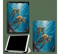 for iPad 10th Generation Case 10.9 Inch, Ocean Biology Sea Turtle Coral Design With Pencil Holder Cover for Apple iPad 10th Gen Cases 2022 A2696 A2757 A2777-Blue