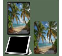 for iPad 10th Generation Case 10.9 Inch, Palm Trees Nature Beach 图案 Design With Pencil Holder Cover for Apple iPad 10th Gen Cases 2022 A2696 A2757 A2777-Blue