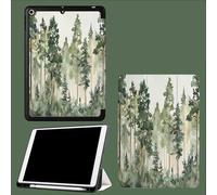 for iPad 10th Generation Case 10.9 Inch, Watercolor Forest Plant Design With Pencil Holder Cover for Apple iPad 10th Gen Cases 2022 A2696 A2757 A2777-Green