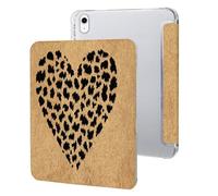 For Ipad 10th Generation Case 2022 10.9 Inch with Pencil Holder,Shockproof, Auto Sleep and Wake Soft Tpu Back Cover, Slim Trifold Stand for A2696 A2757 A2777 Leopard Print Heart