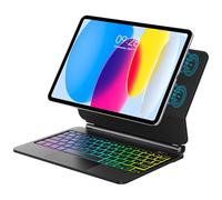 for iPad 11th 10th Generation Case with Keyboard, Magic Keyboard for iPad A16 11inch 2025 & 10.9inch 2022 with Upgraded Multi-Touch Trackpad, 7-Colors Backlight, Floating Cantilever Stand, Black