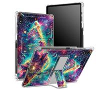 for iPad 11th Gen 2023 iPad 10th Gen 2022 10.9 inch Case with Pencil Holder, Transparent Back with Art Universe Galaxy, Corner Protection Shockproof Cover with Hard Kickstand