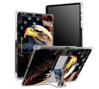 for iPad 11th Gen 2023 iPad 10th Gen 2022 10.9 inch Case with Pencil Holder, Transparent Back with Eagle Flag Retro, Corner Protection Shockproof Cover with Hard Kickstand